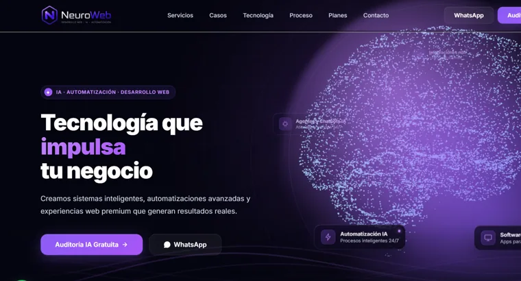 Portada de NeuroWeb con el modelo 3D del hero